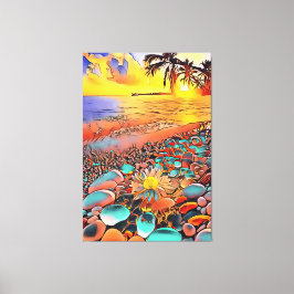 Snygg solnedgång i digital konsfärg canvastryck