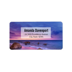 Snygg solnedgång - kustfoto Adress Adressetikett