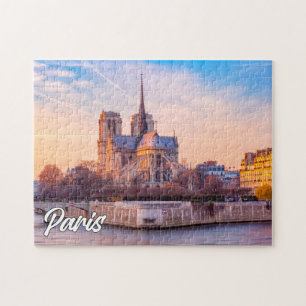 Snygg solnedgång över Paris, Frankrike Pussel