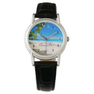Snygg Solnys Tropical Beach Photo Armbandsur