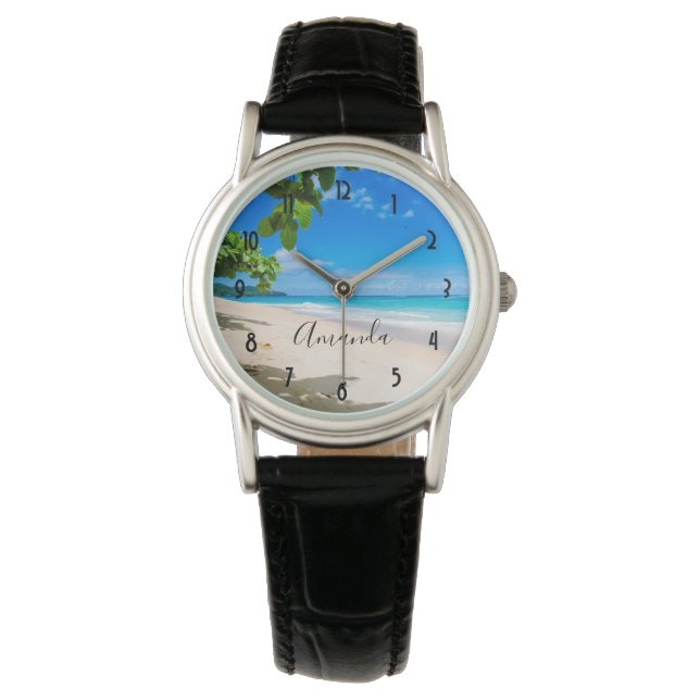 Snygg Solnys Tropical Beach Photo Armbandsur (Framsida)