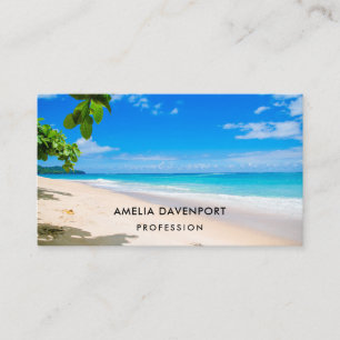 Snygg Solnys Tropical Beach Photo Visitkort