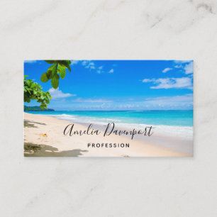 Snygg Solnys Tropical Beach Photo Visitkort