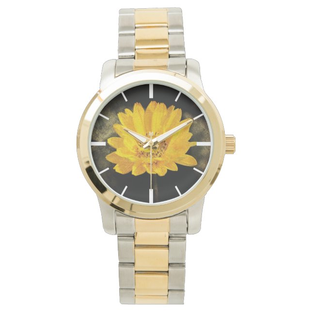 Snygg solros med Mörk Brown Background Armbandsur (Framsida)