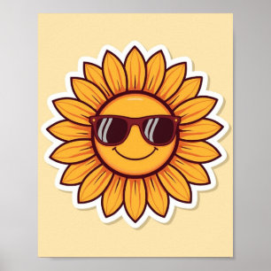 Snygg solros med solglasögon poster