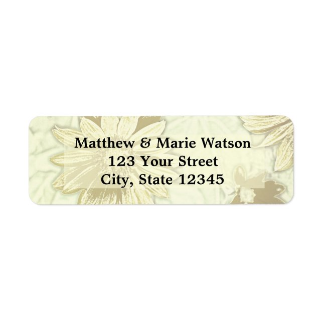 Snygg solrosdesign för Blommigten Returadress Etikett (Framsidan)