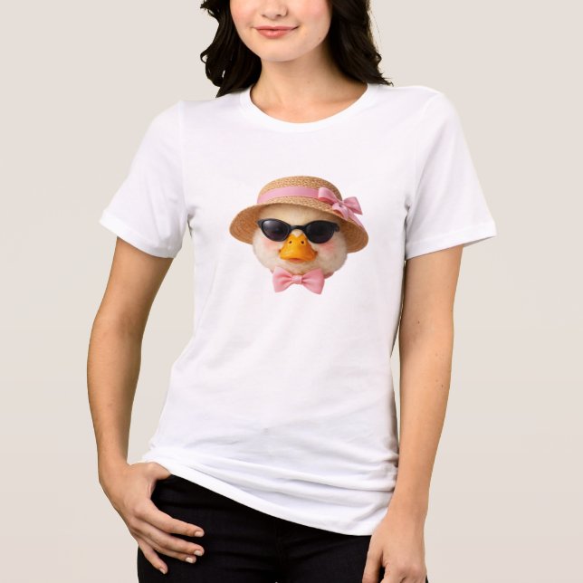 Snygg sommarandunge med solglasögon t shirt (Framsida)