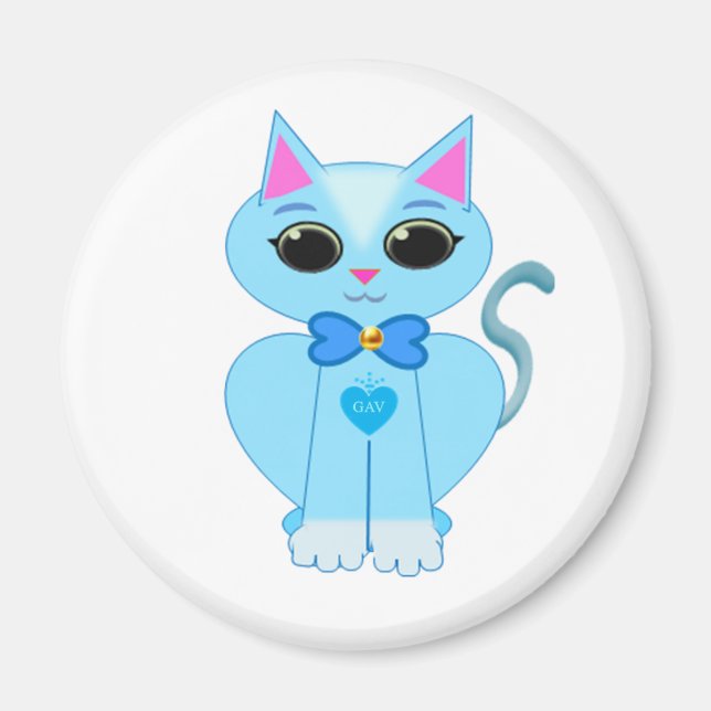 Snygg söt ljusblå kattunge magnet (Framsidan)
