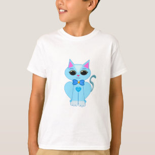 Snygg söt ljusblå kattunge t-shirt