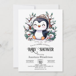 Snygg Söt Penguin Baby Shower Inbjudningar
