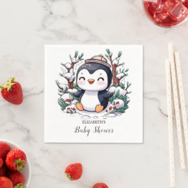 Snygg Söt Penguin Baby Shower Pappersservett