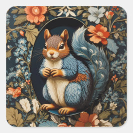 Snygg Squirrel William Morris Inspired Fyrkantigt Klistermärke