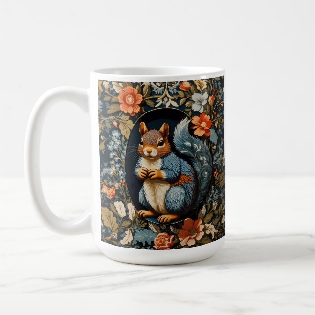 Snygg Squirrel William Morris Inspired Kaffemugg (Vänster)