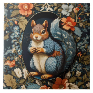 Snygg Squirrel William Morris Inspired Kakelplatta
