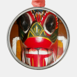 Snygg srilankesisk traditionell brandmaskkonst julgransprydnad metall