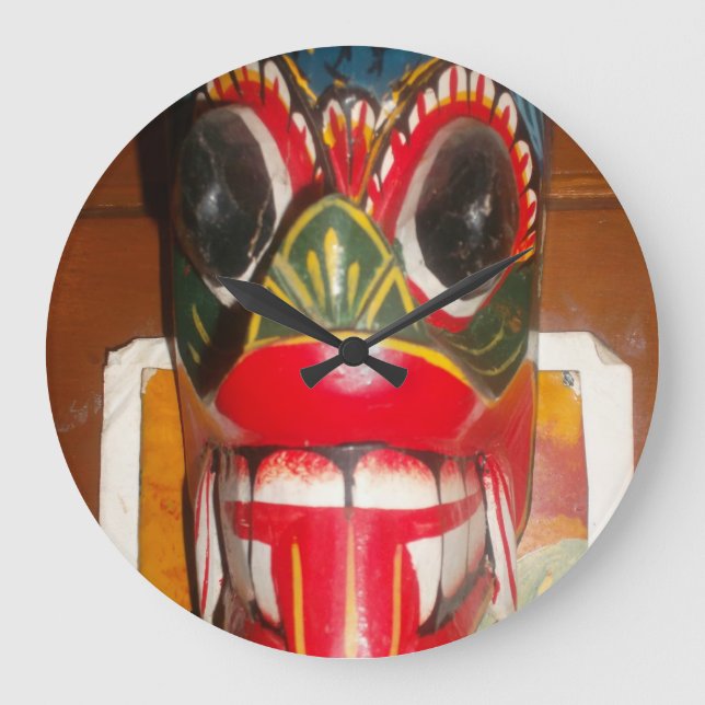 Snygg srilankesisk traditionell brandmaskkonst stor klocka (Framsida)