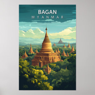 Snygg Ställe Bagan Myanmar Art Travel Poster