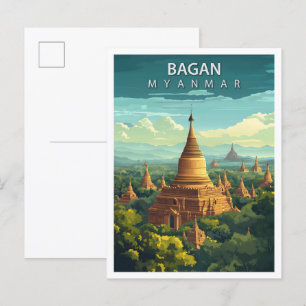 Snygg Ställe Bagan Myanmar Art Travel Vykort