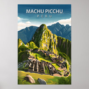 Snygg Ställe Machu Picchu Illustration Travel Poster
