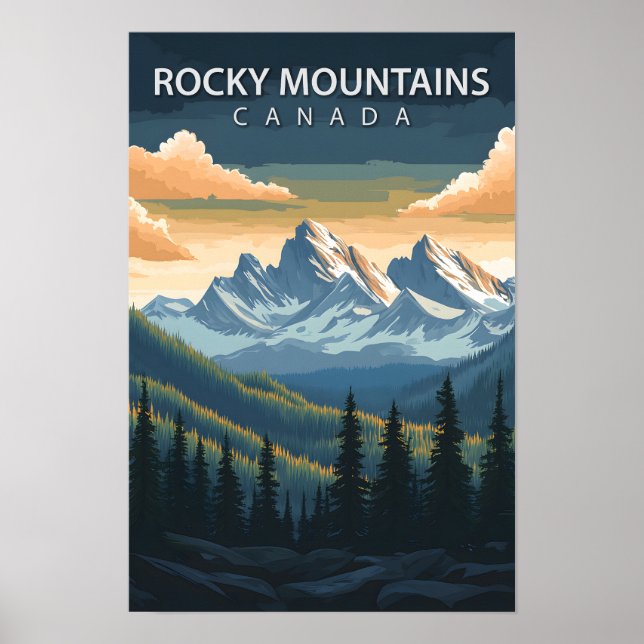Snygg Ställe Rocky mountains Canada Travel Poster (Framsidan)