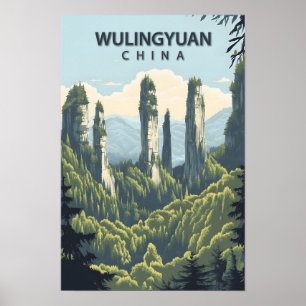 Snygg Ställe Wulingyuan China Art Travel Poster
