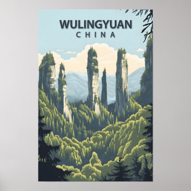Snygg Ställe Wulingyuan China Art Travel Poster (Framsidan)
