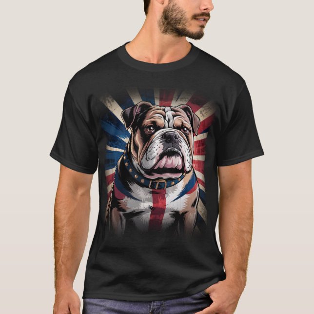 Snygg, stark och kraftfull Bulldog UK-flagga T Shirt (Framsida)