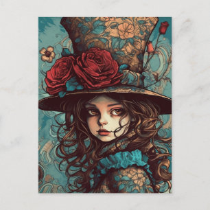 Snygg Steampunk Alice Vykort