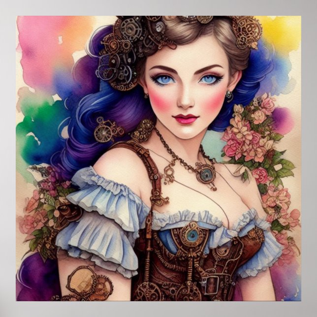 Snygg Steampunk Girl Poster (Framsidan)