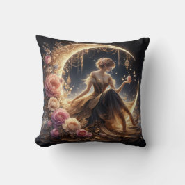 Snygg Steampunk Woman på Måne Kudde