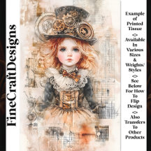 Snygg Steampunk Young Girl AN8 Decoupage