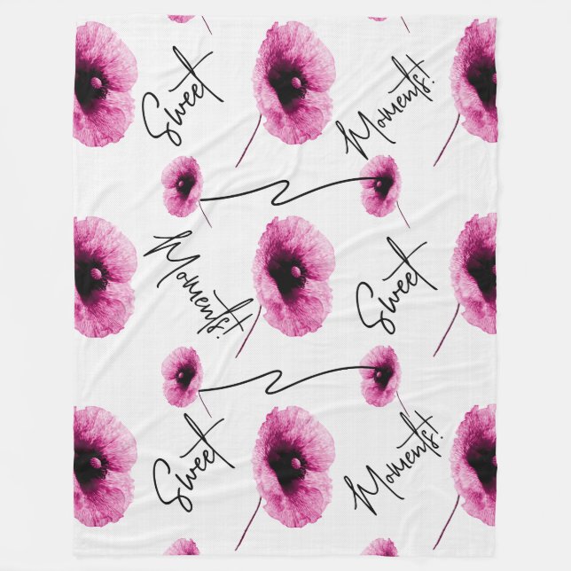 Snygg stor Rosa Blommigt Fleece Blanket (Framsidan)