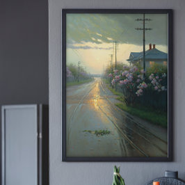 Snygg Stormy Street Scene Ai Art Poster