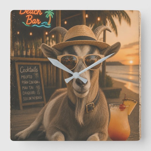 Snygg strandget med cocktail fyrkantig klocka (Framsida)