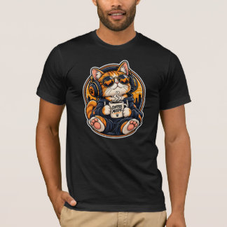Snygg streetwear-katt som dricker kaffe t shirt