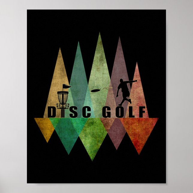 Snygg Styliserad Geometrisk Discgolfskiss Och Disc Poster (Framsidan)