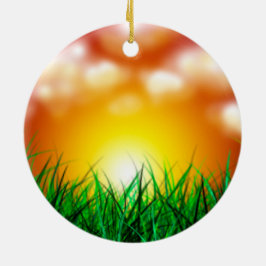 Snygg Sunrise över Fält i Grass Julgransprydnad Keramik