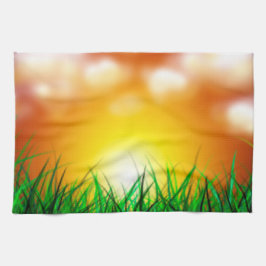 Snygg Sunrise över Fält i Grass Kökshandduk