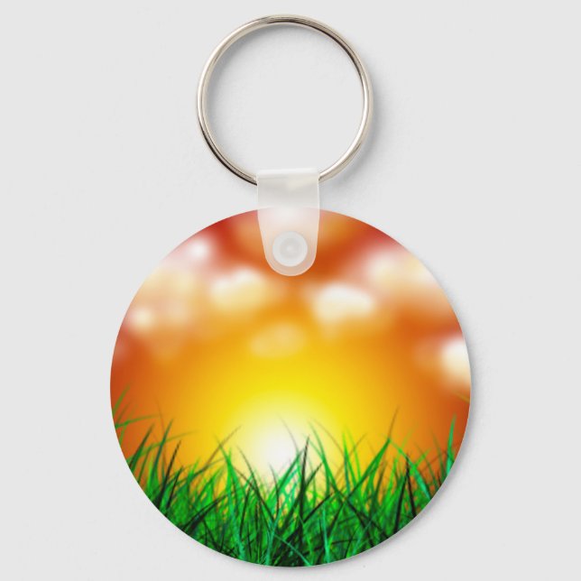 Snygg Sunrise över Fält i Grass Nyckelring (Framsida)