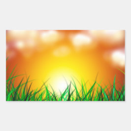 Snygg Sunrise över Fält i Grass Rektangulärt Klistermärke