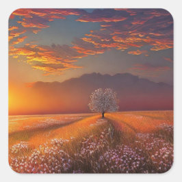 Snygg Sunset Fyrkantigt Klistermärke