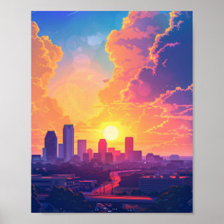 Snygg Sunset i Fort Worth TX USA Poster