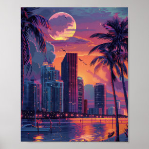 Snygg Sunset i Miami Florida Poster