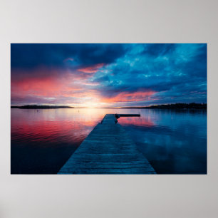Snygg Sunset på Lugnen Sjö Poster