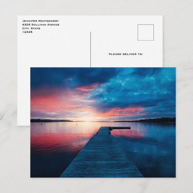 Snygg Sunset på Lugnen Sjö Vykort (Fram/baksida)