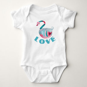 Snygg svan Färgglad KÄRLEK baby bodysuit T Shirt
