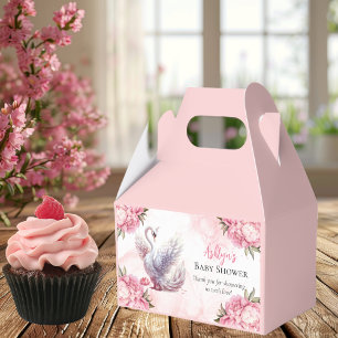 Snygg Svan Rosa Blommigt Baby Shower Presentaskar