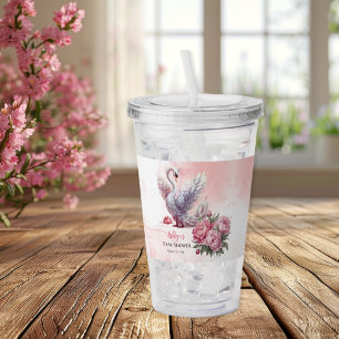 Snygg Svan Rosa Blommigt Baby Shower Take Away Mugg
