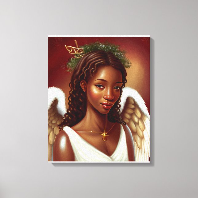 Snygg svart afrikansk ängel canvastryck (Framsida)