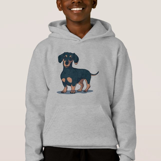 Snygg svart dachshund hund design t shirt (Framsida)